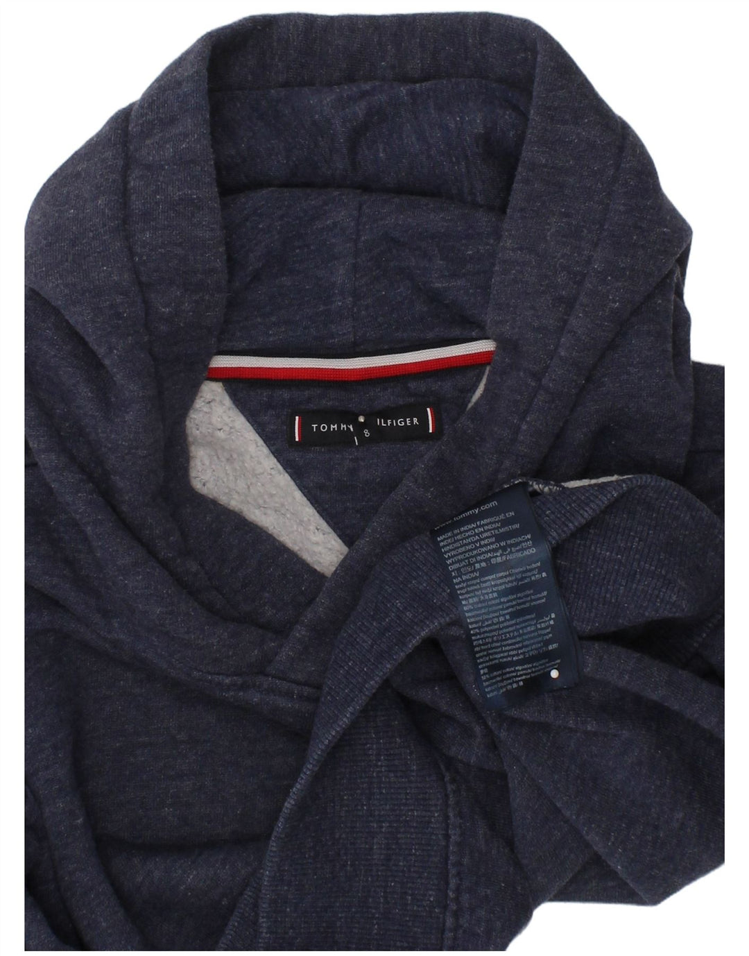 TOMMY HILFIGER Meninos moletom com capuz 7-8 anos algodão azul