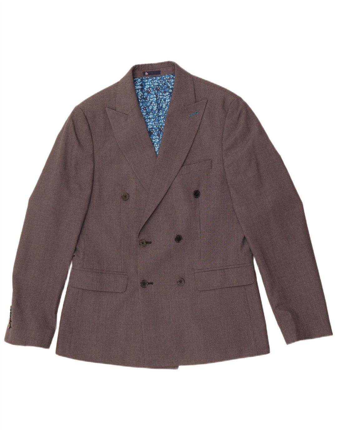 Penguin Herren-Blazer, zweireihig, Gr. 40, Grau, Hahnentrittmuster