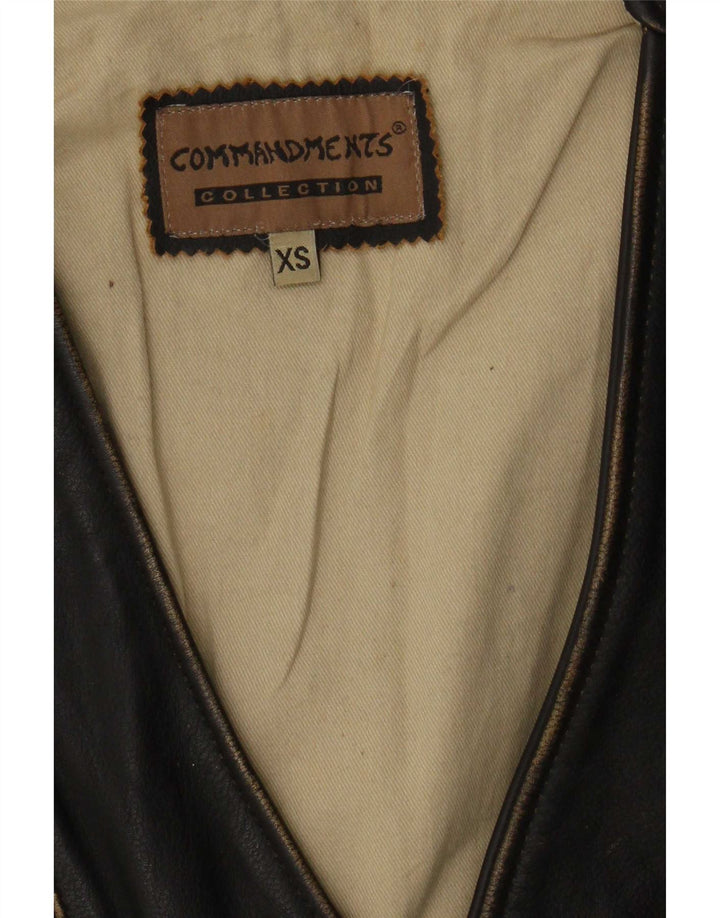 Gilet in pelle vintage da uomo XS Nero