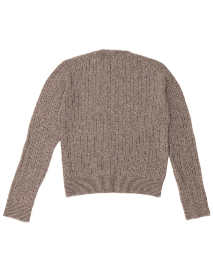 JACK WILLS Womens Crop Crew Neck Jumper Sweater UK 12 Medium Grey Wool