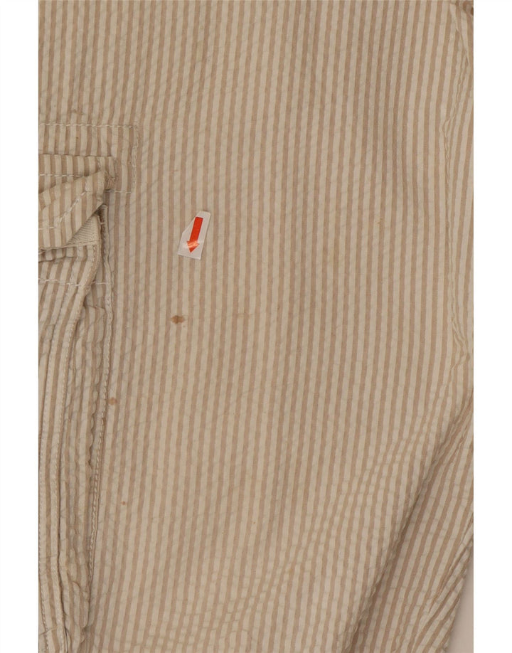 Think Pink Mens Cargo Shorts W32 Large Beige Striped Cotton