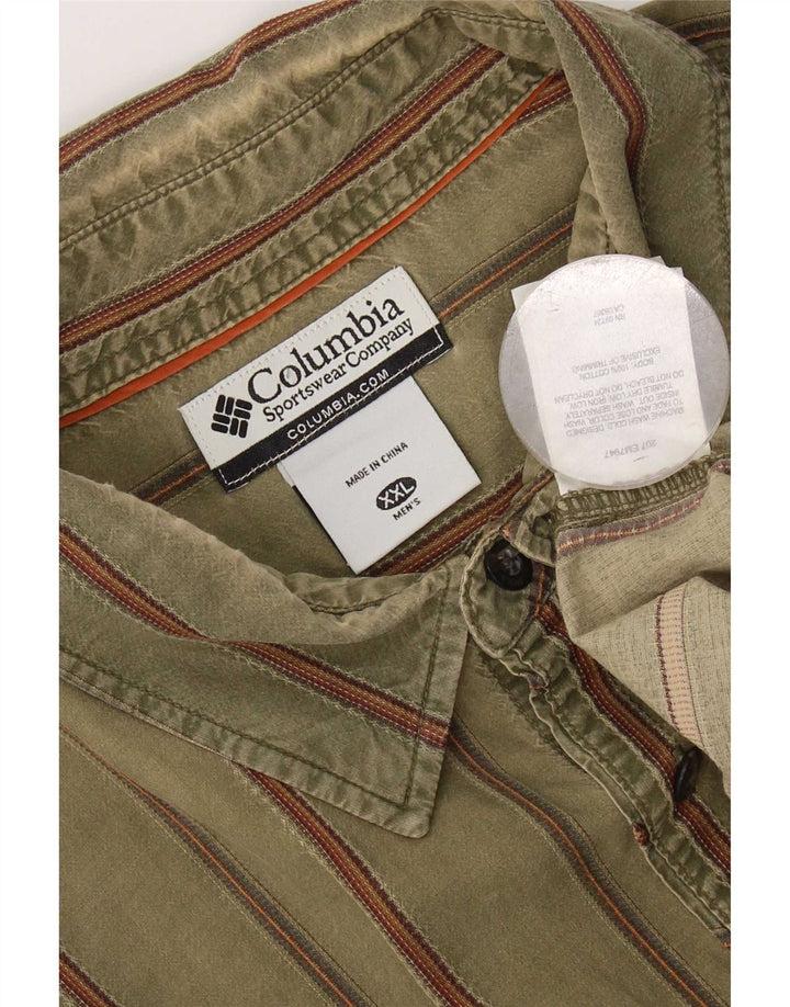 Columbia Womens Shirt 2XL Khaki Striped Cotton