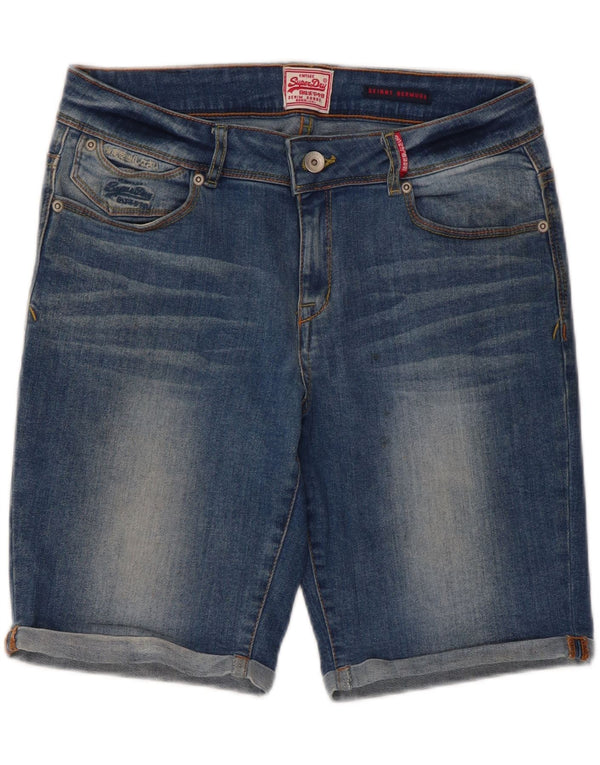 Damskie spodenki jeansowe Superdry Bermudy W32 Średnioniebieskie, bawełniane