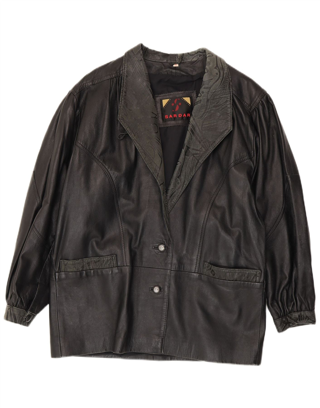 SARDAR Womens Leather Jacket UK 18 XL Black Leather