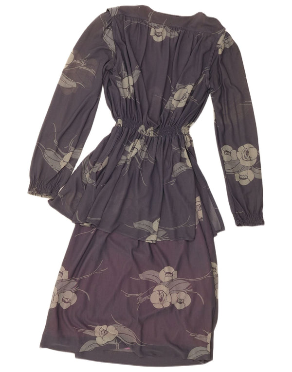 Vintage Γυναικείο μακρυμάνικο Maxi Φόρεμα EU 40 Medium Purple Floral