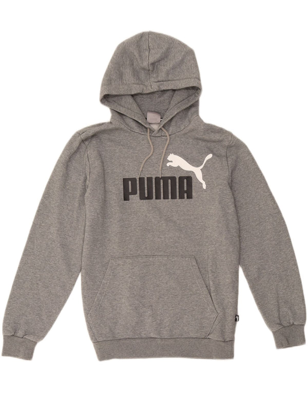 Felpa con cappuccio grafica da uomo Puma piccola in cotone grigio