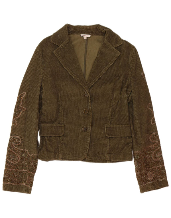 P.A.R.O.S.H. Jachetă Blazer pentru femei cu 3 nasturi UK 10 Small Khaki Paisley