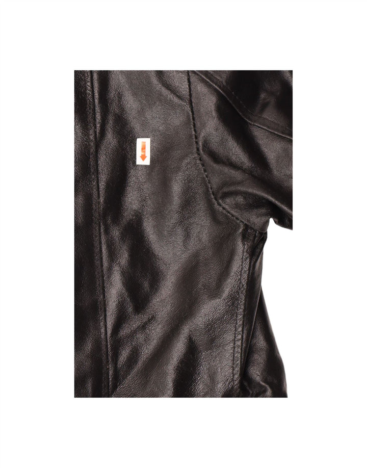PLEASE Womens Leather Coat UK 14 Medium Black Leather