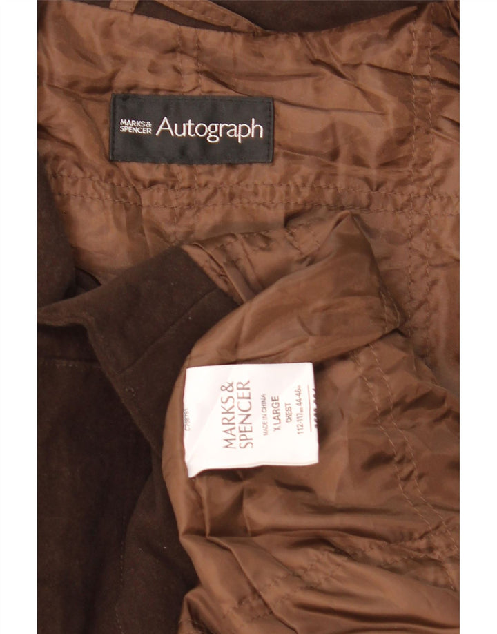 Marks & Spencer Mens Autograph Bomber Jacket UK 42 XL Brown Cotton