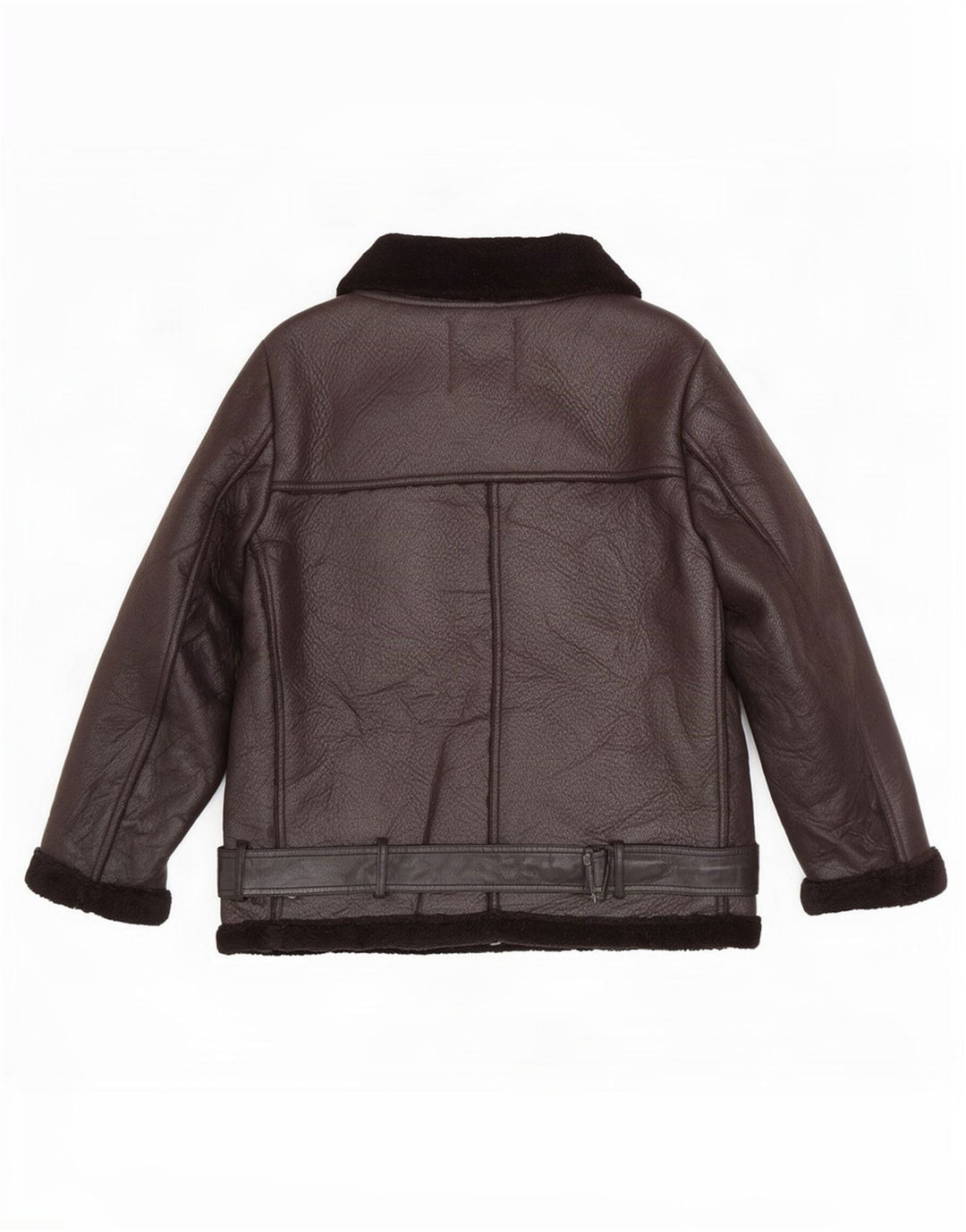 Zara Dame Sherpa Faux Læder Biker Jacket UK 14 Medium Sort Polyester