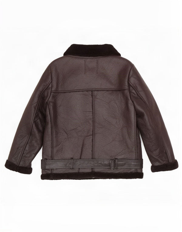Zara Womens Sherpa Faux Leather Biker Jacket UK 14 Medium Black Polyester