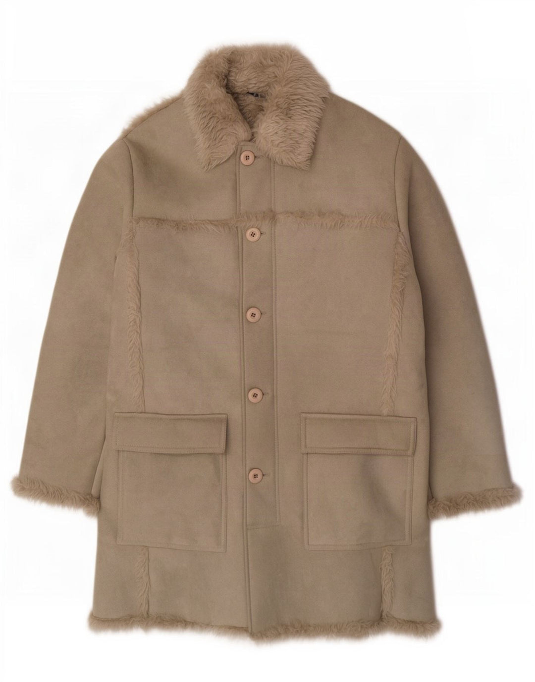 Vintage hombres Sherpa abrigo Reino Unido 40 poliéster verde grande