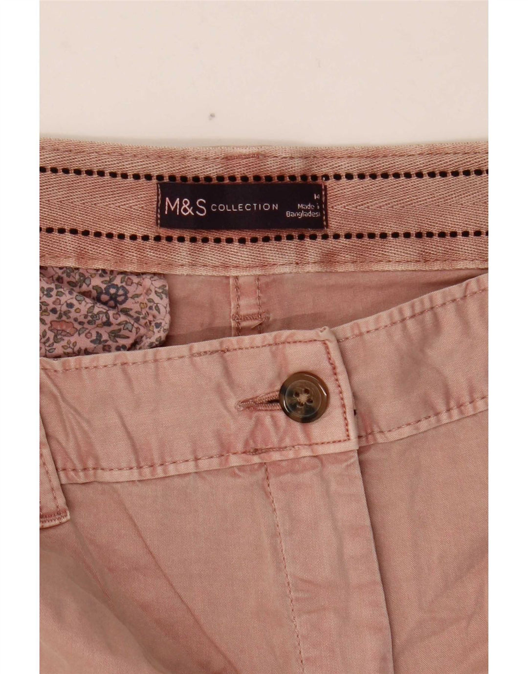 Marks & Spencer Womens Chino Shorts UK 14 Large W34  Pink
