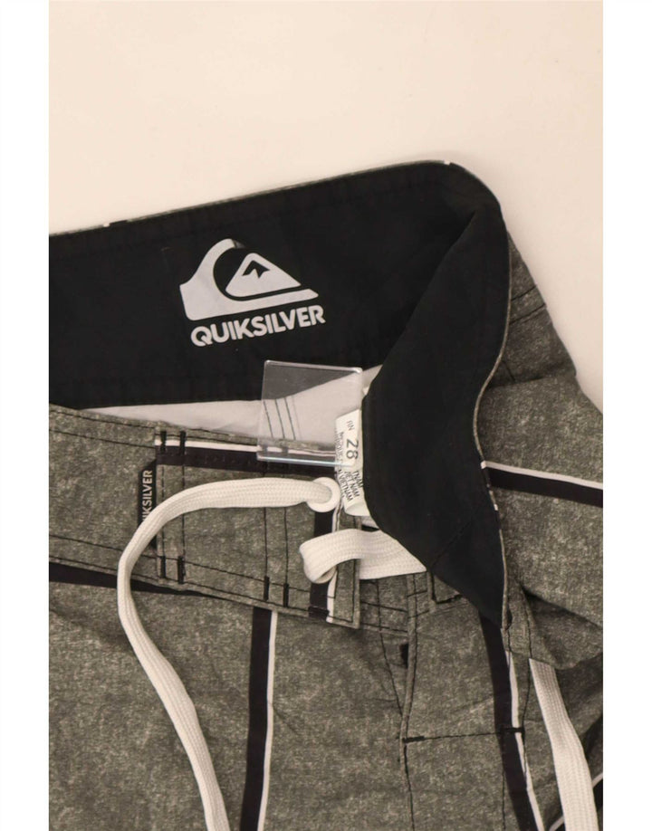 Quiksilver Mens Swimming Shorts Small  Grey Check Polyacrylic