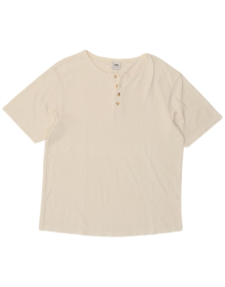 Zara Herre T-Shirt Top Medium Hvid