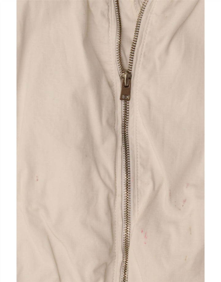 Zara Womens Crop Bomber Jacket UK 16 Large White Cotton