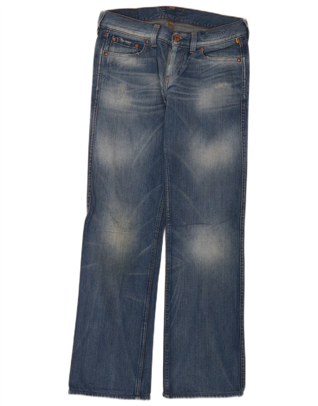 Meltin' Pot Womens Straight Jeans W26 L32 Blue Cotton