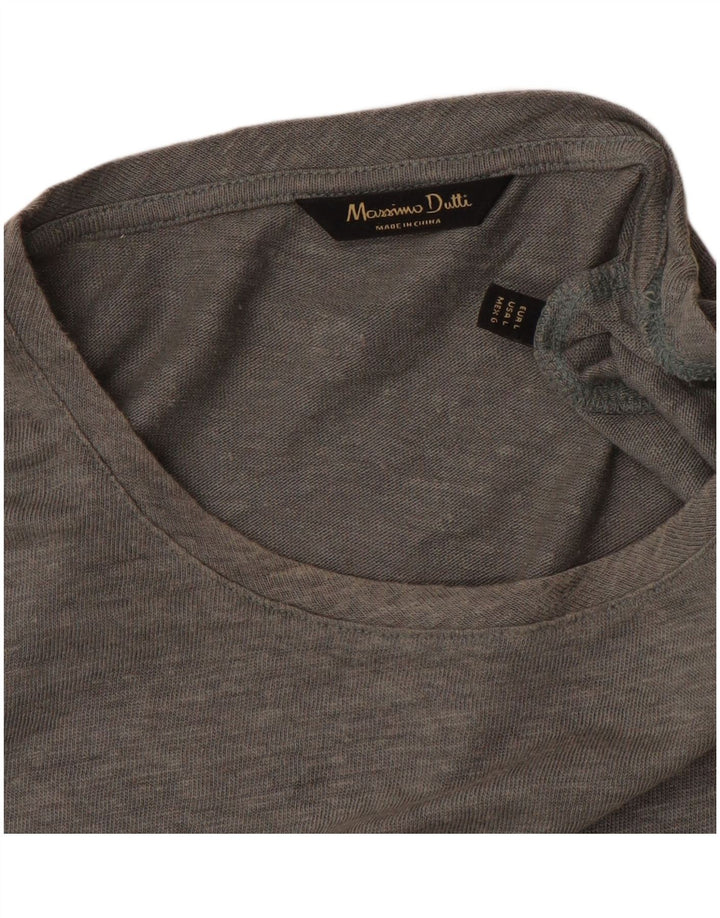 Massimo Dutti Mens T-Shirt Top Large Grey