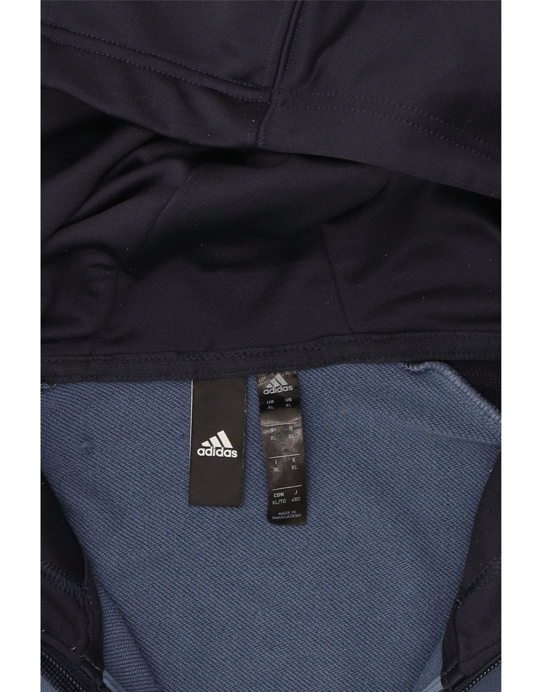 ADIDAS Mens Zip Hoodie Sweater XL Blue Colourblock Polyester Vintage Adidas and Second-Hand Adidas from Messina Hembry 