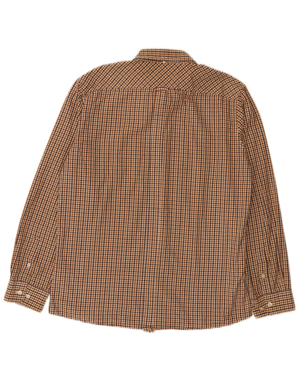 Ben Sherman Mens Shirt Large Brown Gingham Cotton
