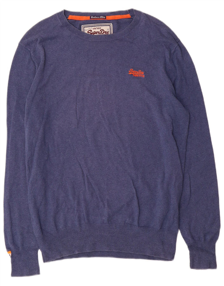 Superdry Mens Boat Neck Jumper Sweater Large Blue