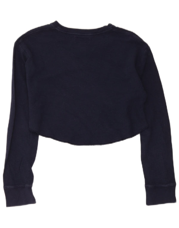 Polo Ralph Lauren Dame Crop Top Langærmet UK 18 XL Navy Blue Bomuld