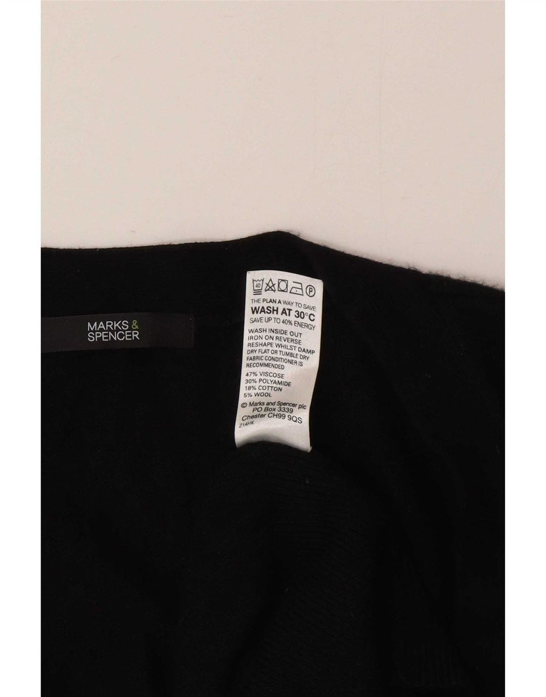 Marks & Spencer Womens Longline Cardigan Sweater UK 12 Medium Black Viscose