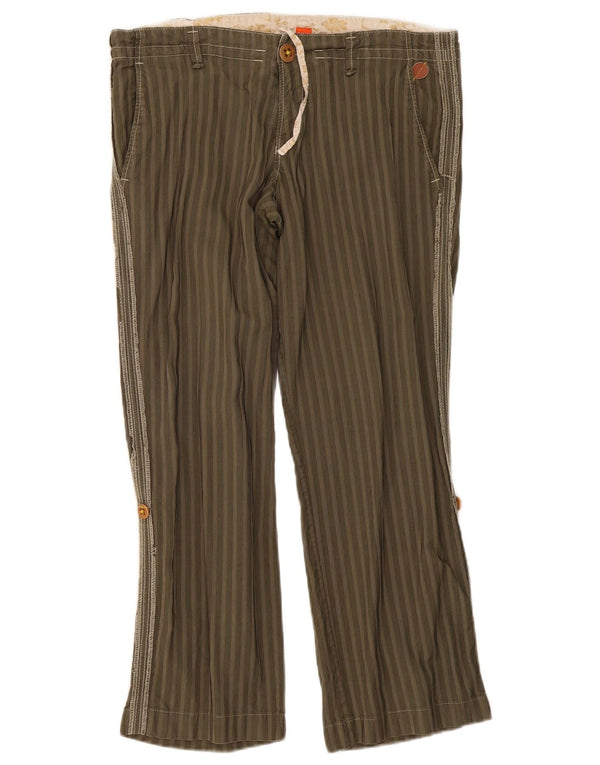 Pantaloni chino dritti da donna Hugo Boss W34 L27 a righe kaki