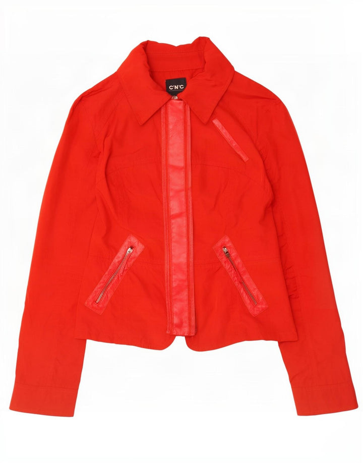CNC Costume National Womens Bomber Jacket IT 42 Medium Red Polyester