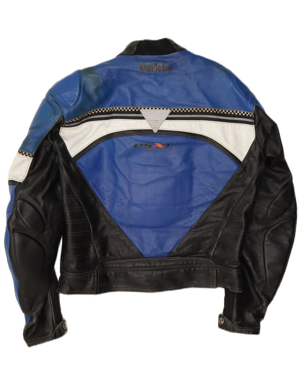 Δερμάτινο μπουφάν Hein Gericke Mens Moto Racer Size 54 XL Blue Colourblock