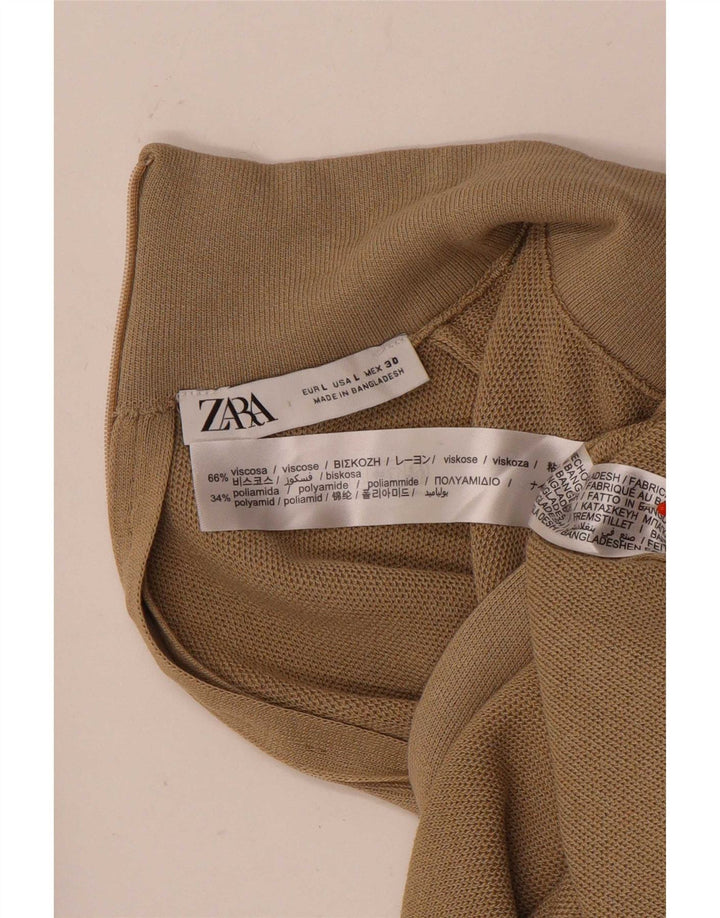 Zara Damen Top Langarm UK 14 Große braune Viskose