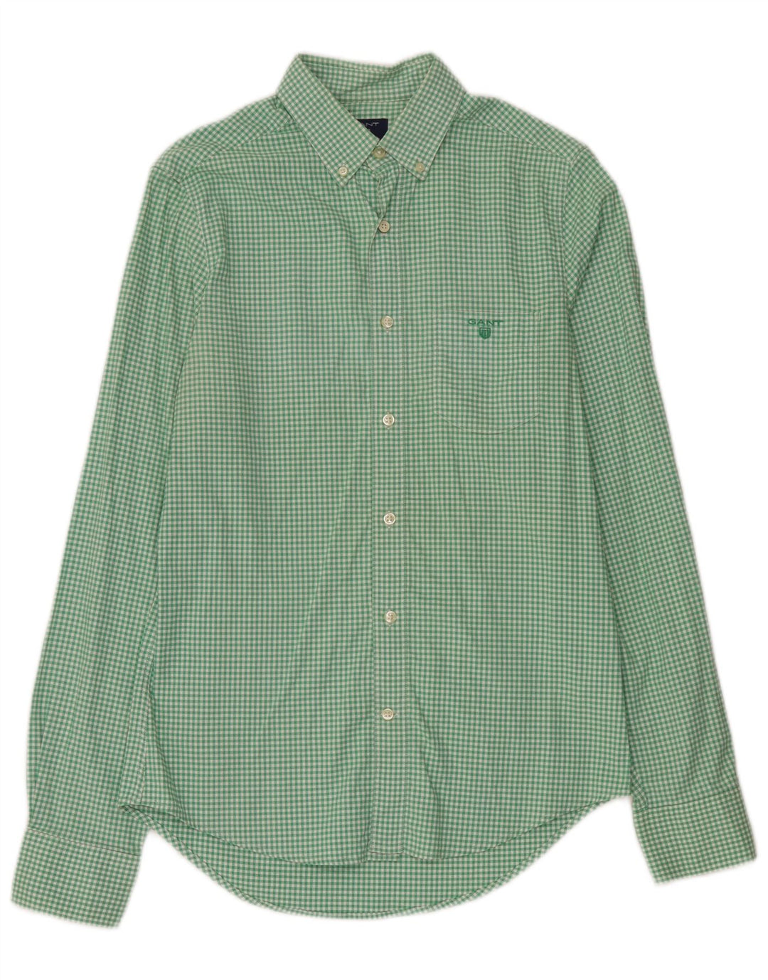 Camisa masculina Gant pequena xadrez verde algodão