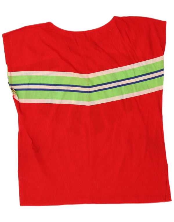Vintage Damen Grafik T-Shirt Top IT 46 Großes rot gestreiftes Festival
