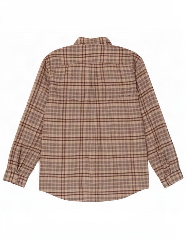Wampum Mens Flannel Shirt Large Beige Check Cotton