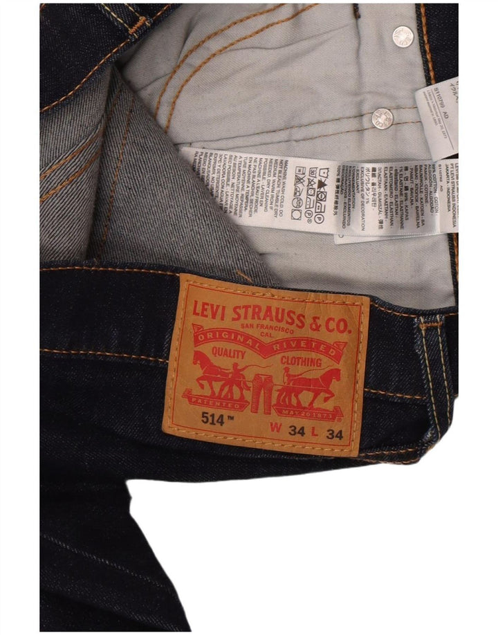 Levi's Mens 514 Straight Jeans W34 L34 Navy Blue Cotton
