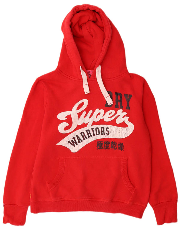 Felpa con cappuccio grafica da donna Superdry UK 18 XL cotone rosso