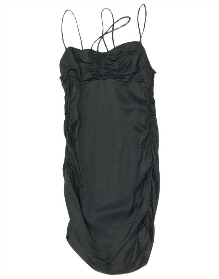 Zara Damen Slip Dress UK 12 Mittelgrüne Viskose
