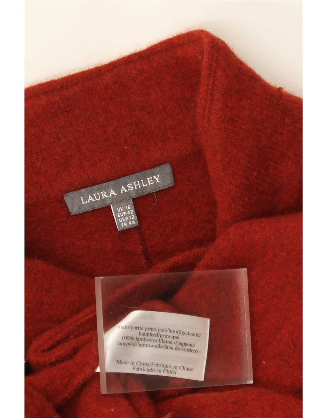 Laura Ashley Womens Knit Full Zip Blazer Jacket UK 16 Large Red Lambswool