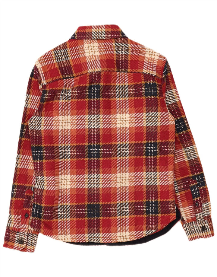 Marks & Spencer Herren-Overshirt-Hemd, klein, rot kariert, Polyester