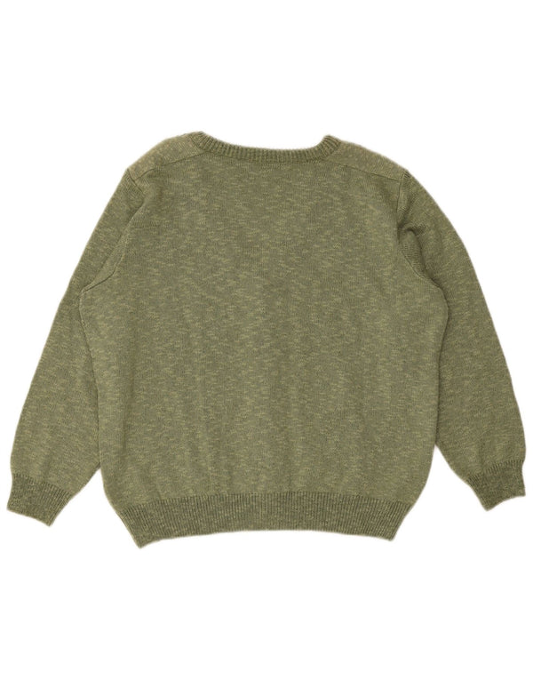 Maglione cardigan oversize da donna vintage UK 14 Cotone screziato verde medio