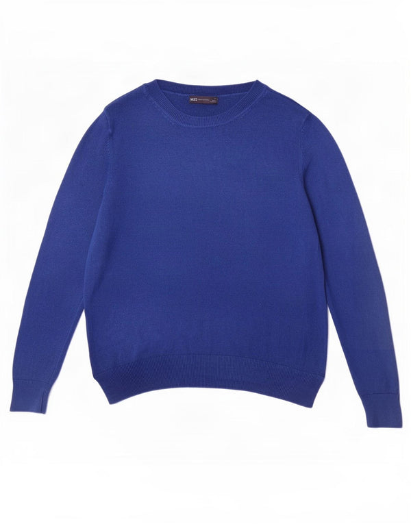 Marks & Spencer Dame Boat Neck Jumper Sweater UK 12 Medium Blue Acryl