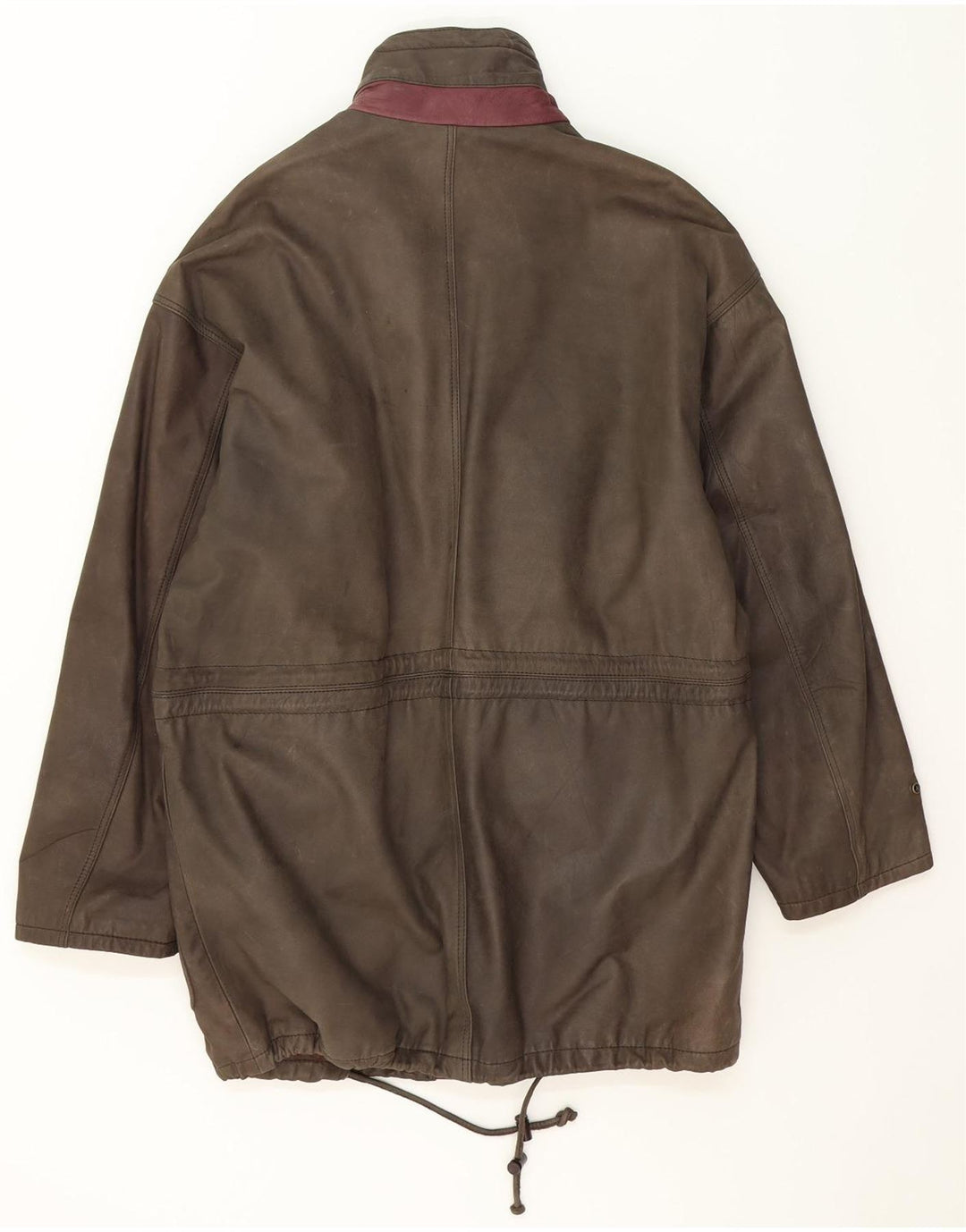 VINTAGE Mens Leather Coat IT 50 Large Khaki Leather Vintage Vintage and Second-Hand Vintage from Messina Hembry 