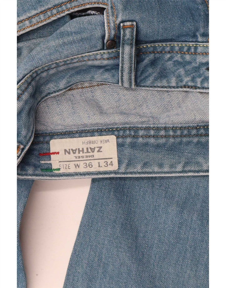 Diesel Mens Zathan Straight Jeans W36 L34 Blue Cotton