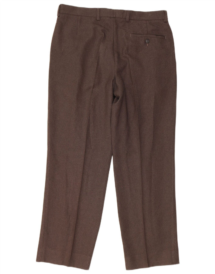 Marks & Spencer Mens Straight Chino Trousers W34 L29 Brown Polyester