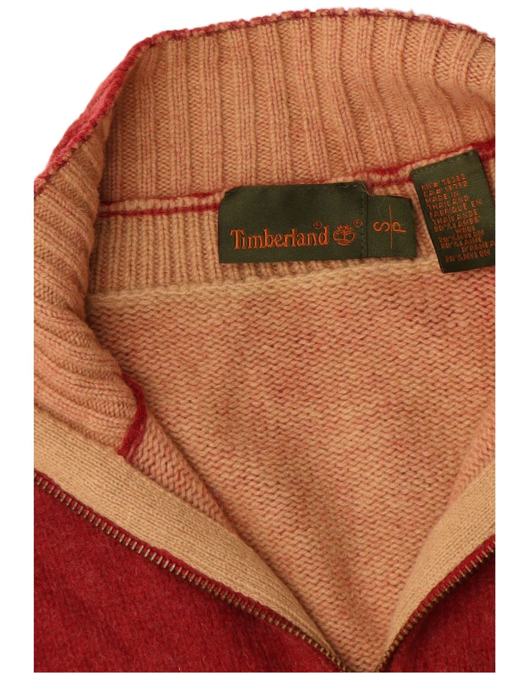 Timberland Mens Cardigan Sweater Small Red Lambswool