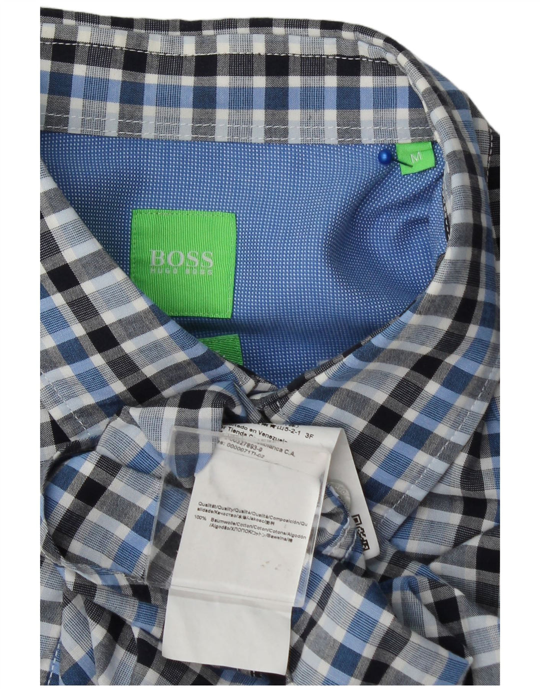 Camicia da uomo Hugo Boss in cotone a quadri blu medio
