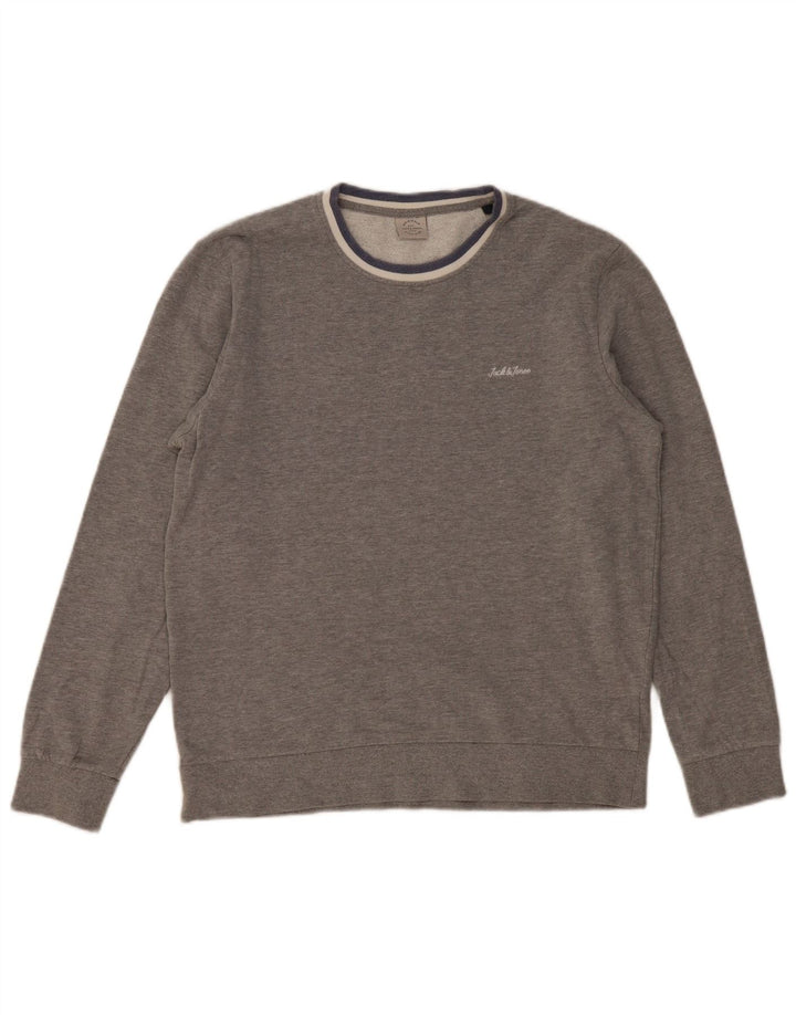 Jack & Jones Herren-Sweatshirt, Pullover, Größe L, Grau, Baumwolle
