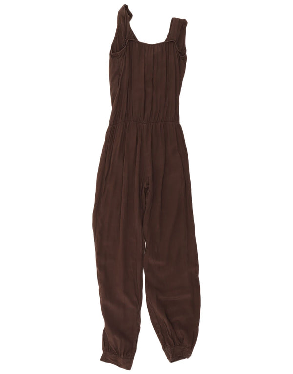 Vintage Dame Ærmeløs Jumpsuit IT 44 Medium Brun Silke