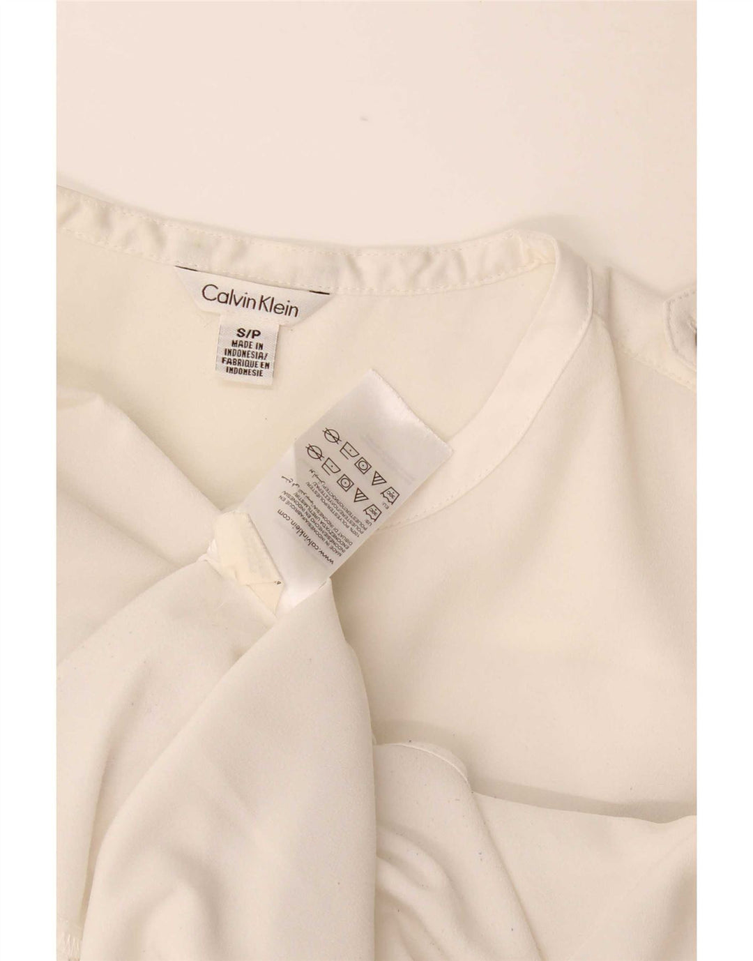 Calvin Klein Womens Shirt Blouse UK 10 Small White Polyester