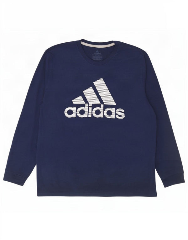 Adidas Mens Climalite Graphic Top Manga Longa XL Azul Marinho Poliéster